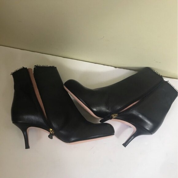 RED Valentino Bow Leather Ankle Booties Kitten Heels Almond Toe Zip Shoes Boots - Picture 10 of 16